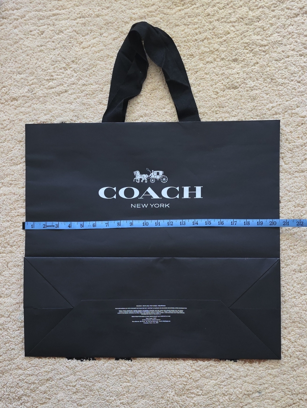 Coach Black Paper Shopper Tote with White Logo